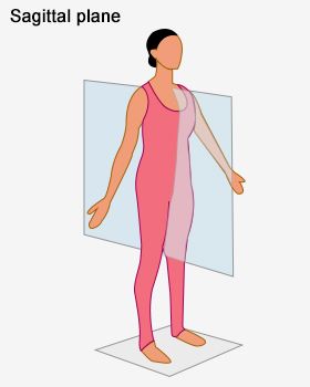 Woman standing in tadasana showing sagittal plane.